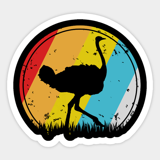 Retro Ostrich Lovers Gift Sticker by funkyteesfunny